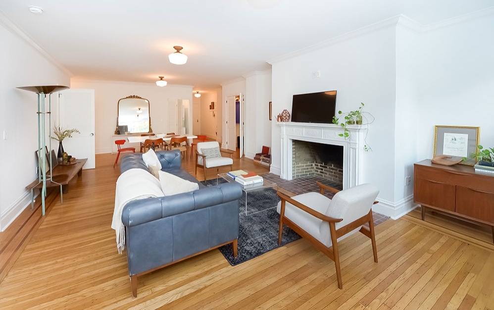 fireplace in furnished living room