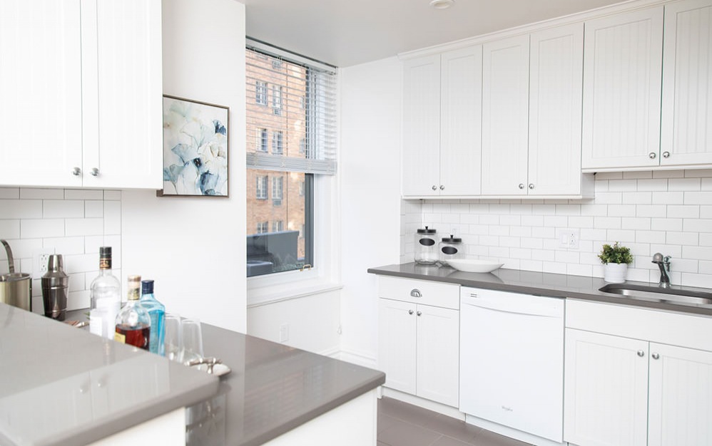 window in roomy kitchen